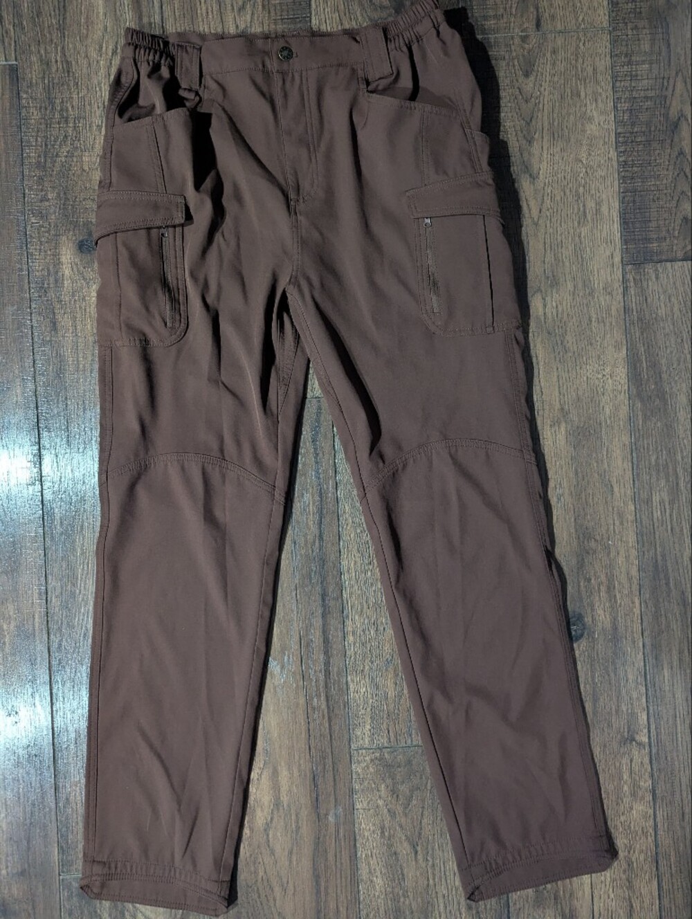 Flex Camo Tactical Series Waterproof Brown Cargo Pants Sz L (32x33) Zip Pockets